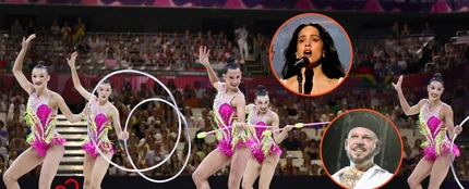 Montaje del conjunto español de rítmica, Rosalía y Residente Montaje del conjunto español de rítmica, Rosalía y Residente