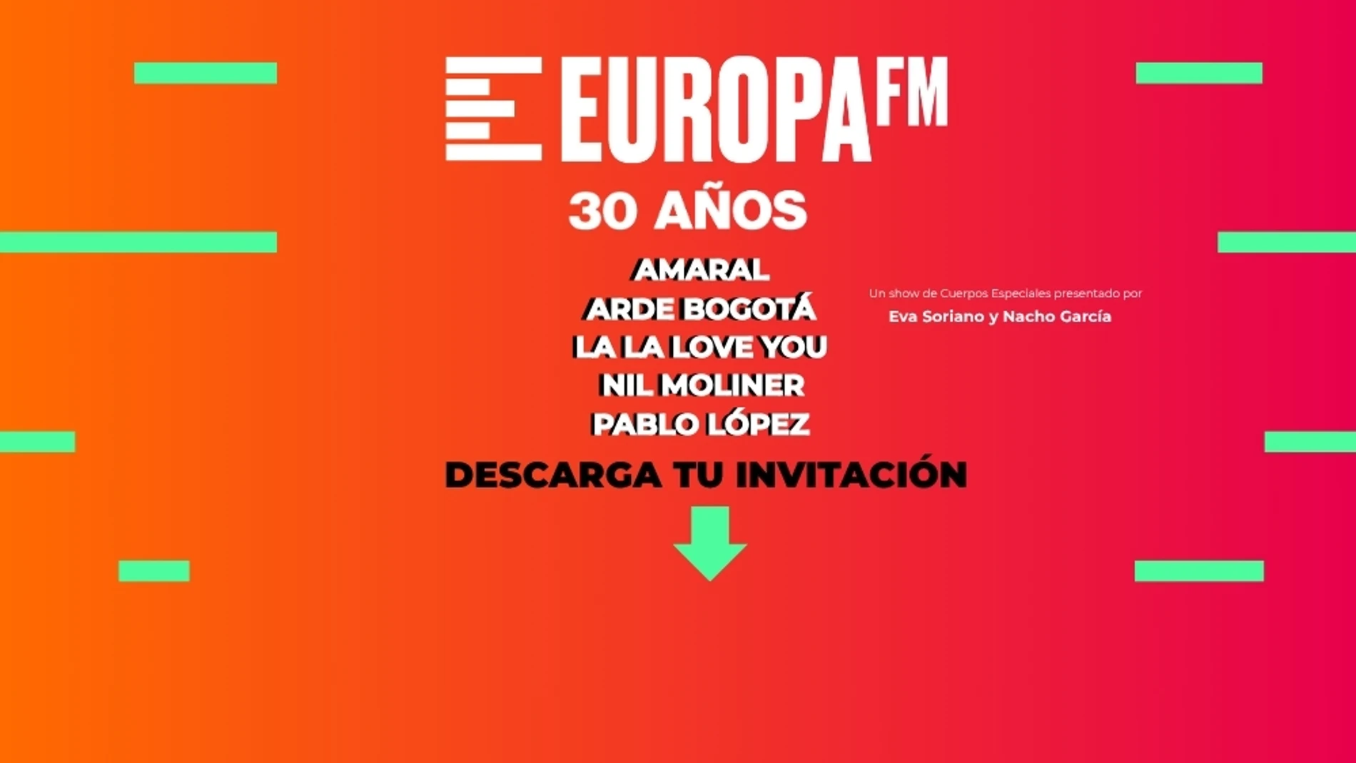 Consigue aquí tu invitación para la fiesta 30 años Europa FM Consigue aquí tu invitación para la fiesta 30 años Europa FM