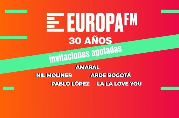 ¡Han volado! Agotadas las invitaciones para la fiesta 30 años Europa FM en solo una hora