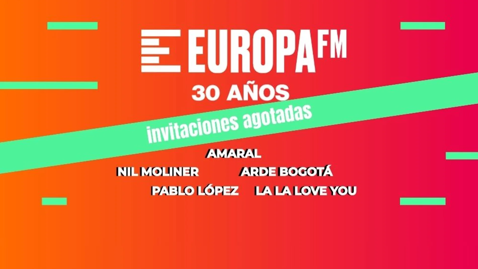 ¡Han volado! Agotadas las invitaciones para la fiesta 30 años Europa FM en solo una hora ¡Han volado! Agotadas las invitaciones para la fiesta 30 años Europa FM en solo una hora