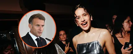 Montaje de Emmanuel Macron y Rosalía Montaje de Emmanuel Macron y Rosalía