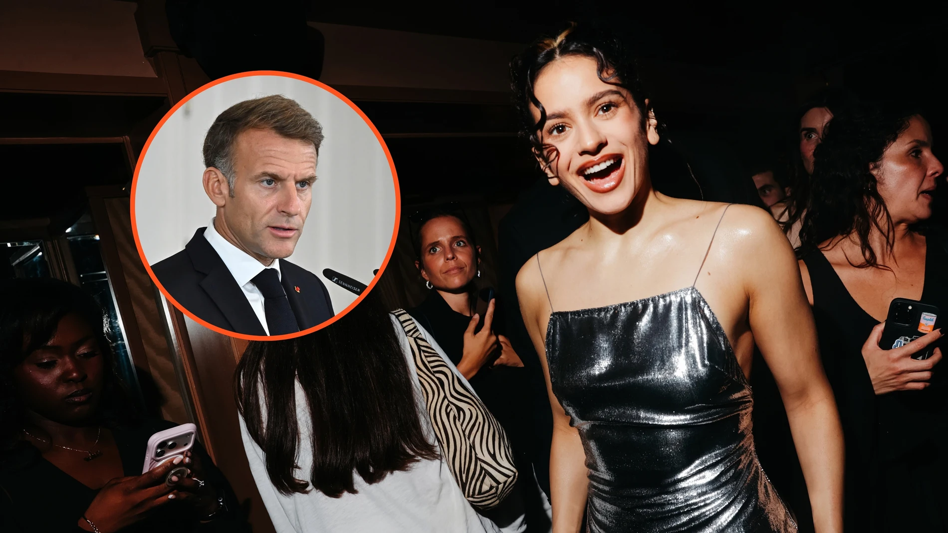 Montaje de Emmanuel Macron y Rosalía Montaje de Emmanuel Macron y Rosalía