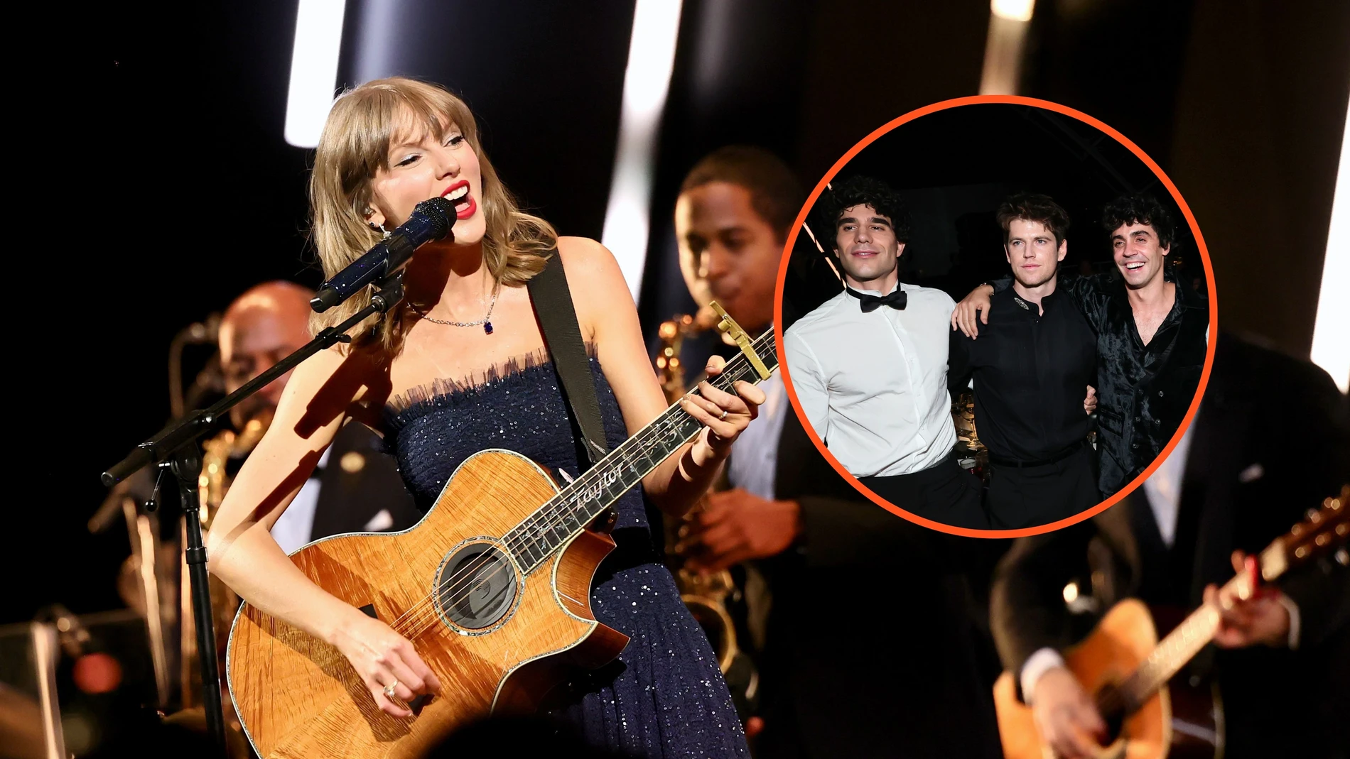 Montaje de Taylor Swift con Javier Calvo, Miguel Bernardeau y Javier Ambrossi en la Academy Museum Gala 2026 Montaje de Taylor Swift con Javier Calvo, Miguel Bernardeau y Javier Ambrossi en la Academy Museum Gala 2026